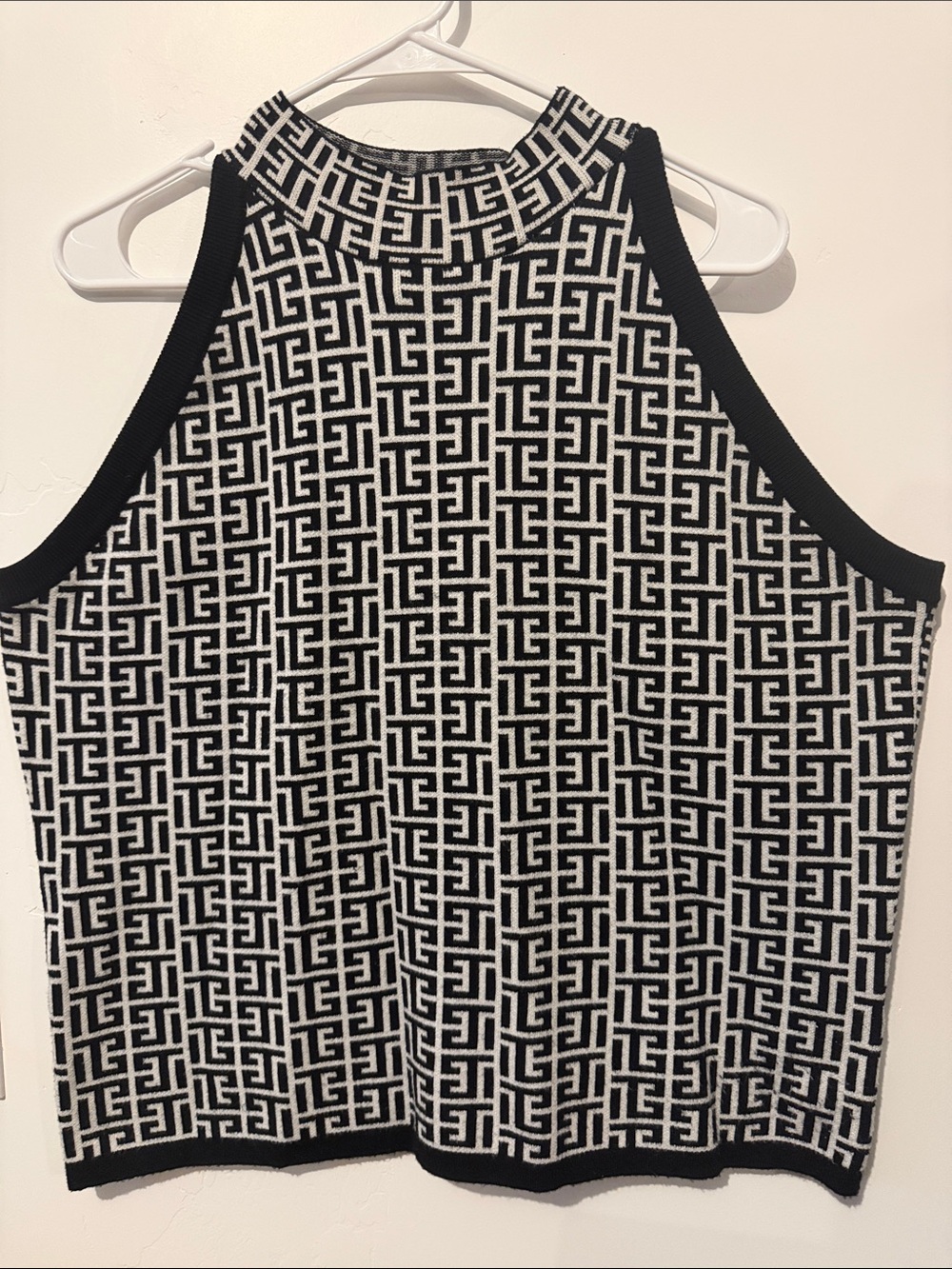 Black & White Geometric Knit Tank Top